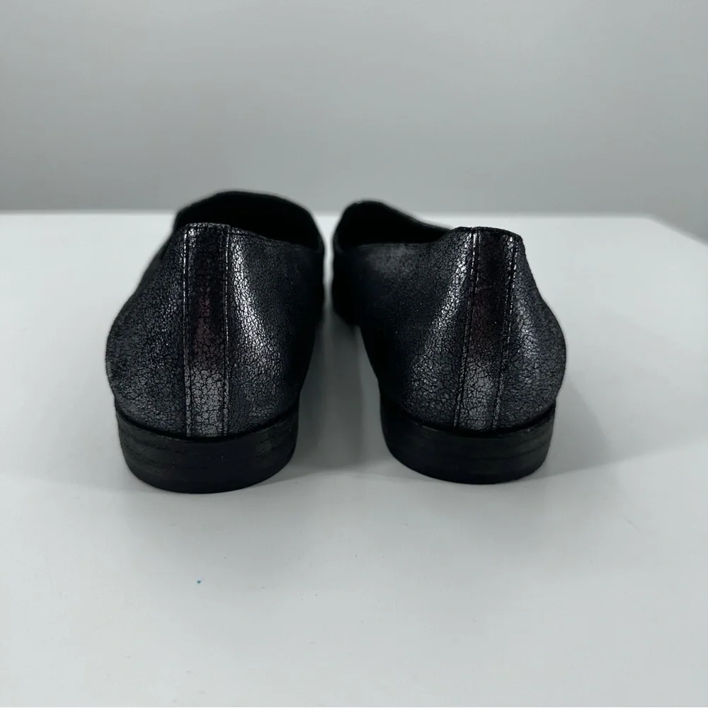 Belle Sigerson Morrison Silver Metallic Loafers Slip On Covered Hardware 7.5